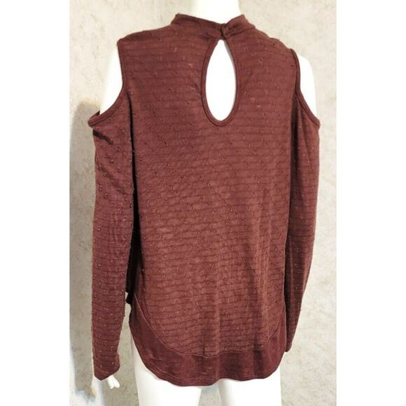 Lazy Sundays Mulberry Cold Shoulder Cotton Blend Top - Size M - Picture 3 of 9
